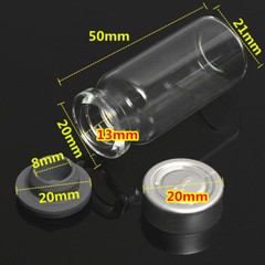 10Pc 10ml Small Empty Sample Vials Clear Glass Bottles With Butyl Rubber Stopper