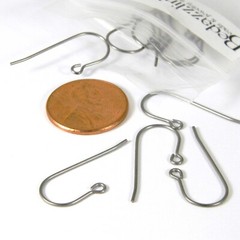 4 Silver Hypoallergenic Titanium French Hook Earring Findings w/ Open Loop Ring