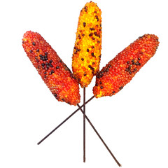 3 Ears of Sparkly Indian Corn Picks Autumn Fall Decor 10″ Bea Orange Yellow