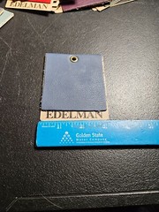 ROYAL HIDE, “BLUE HERON” FULL GRAIN ANILINE COWHIDE. EDELMAN LEATHER PATCH 3 X 3