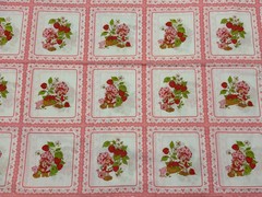 Strawberry Shortcake Cotton Fabric – 12 Squares: Approx. 17” x 22”