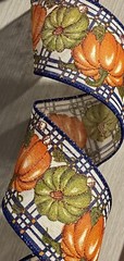 Wired Ribbon BY THE YARD Autumn Fall Plaid Pumpkins Glitter 2.5 “ Wide