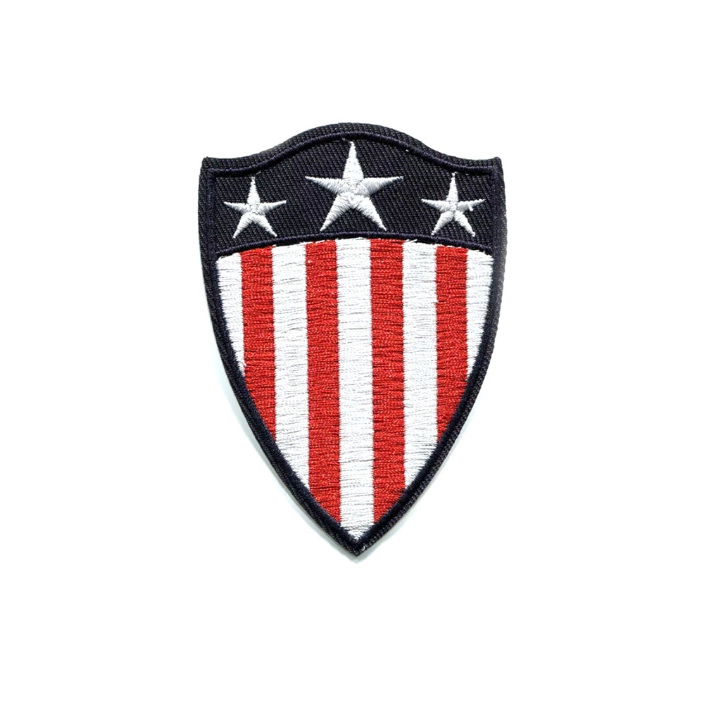 American Flag Themed Shield Badge USA Embroidered Iron On Patch DIY Applique