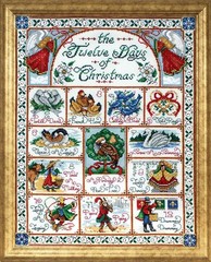 5435 12 Days of Christmas Counted Cross Stitch Kit, 14 by 18″ , White