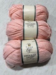 Yarn Bee Soft and Sleek Chunky in Soft Pink – 3 skeins