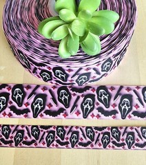 7/8 & 1.5″ (1 YD) Scream Grosgrain Ribbon Ghostface Mask Halloween Ribbon