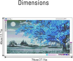 30% More Diamonds – Large 5D Diamond Art of Moon & Tree – Perfect Gift for All