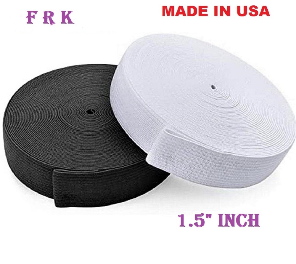 Elastic 1.5″ inch 100 yard high quality Black / White MADE IN USA FREE SHIPPING