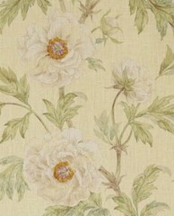 COLEFAX & FOWLER CURTAIN FABRIC ‘TREE PEONY – IVORY/LEAF’ 3.5 METRES 100% Linen
