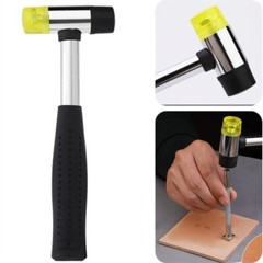 1PC Leather Hand Tool Double Face Soft Tap Small Rubber Hammer Mallet Shaft DIY