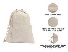 100% Cotton Canvas Reusable Produce Bags Multipurpose Drawstring Storage Pouches