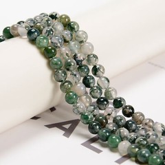 Green Moss Agate Smooth Round Beads 4mm 6mm 8mm 10mm Approx 15.5″ Strand
