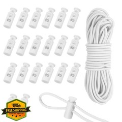 uxcell 20pc white cord locks 16ft elastic
