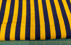 YELLOW & NAVY STRIPED COTTON (5/8″ STRIPES)–BY THE YARD
