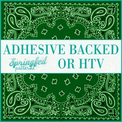 BANDANNA in Forest Green Pattern Adhesive Vinyl or HTV Heat Transfer Bandana