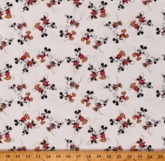 Cotton Mickey Mouse Minnie Mouse Disney Cartoons Fabric Print BTY D579.54