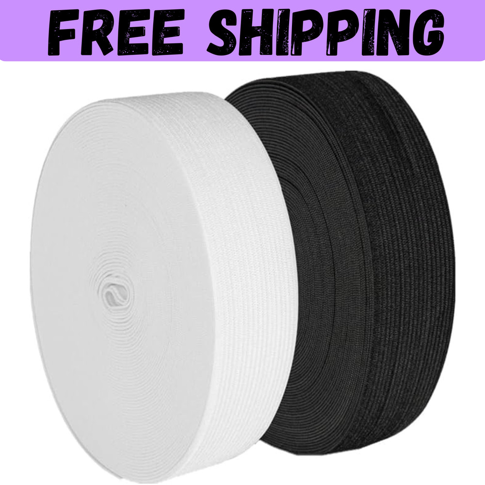 2 Pack 20 Yard 1 Inch Wide Heavy Stretch High Elasticity Sewing Elastic Band Cra