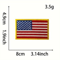 American Flag Patch Embroidered Iron-On Sew-On thick Border USA assorted color