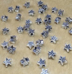 European Charms Star Charms Bead Antique Silver Tone DIY Finding 20 pcs 10x10mm