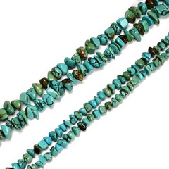 Multi Blue Turquoise Irregular Pebble Nugget Chips 10-13mm 13-16mm 15.5″ Strand
