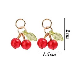 50x Cherry Charms Pendant Glass DIY Jewelry Red Kawaii Keychain