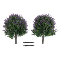 2pcs Artificial Lavender Plants Tree Indoor/outdoor Home Decor W/ Ground Spikes