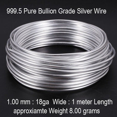 Silver Wire 1 Meter 999.5 Pure 1.00 mm : 18ga Round Craft Solid Dead Soft