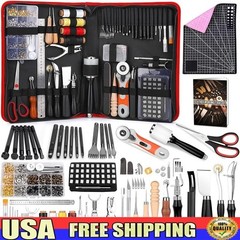 415 Pcs Leather Working Tools Kit Sewing Craft Stamping Punch Cutting Supplies