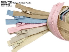 YKK #3 28″ Molded Plastic Light Weight Jacket Zipper Separating Made in USA