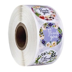 2 Roll of 1000Pcs 1″ Thank You Stickers Handmade DIY Party Flowers Round Labels