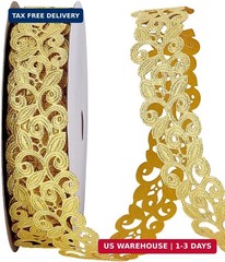 PH PandaHall 20 Yards 1″ Gold Lace Trim for Sewing Embroidery Jacquard Trims Flo