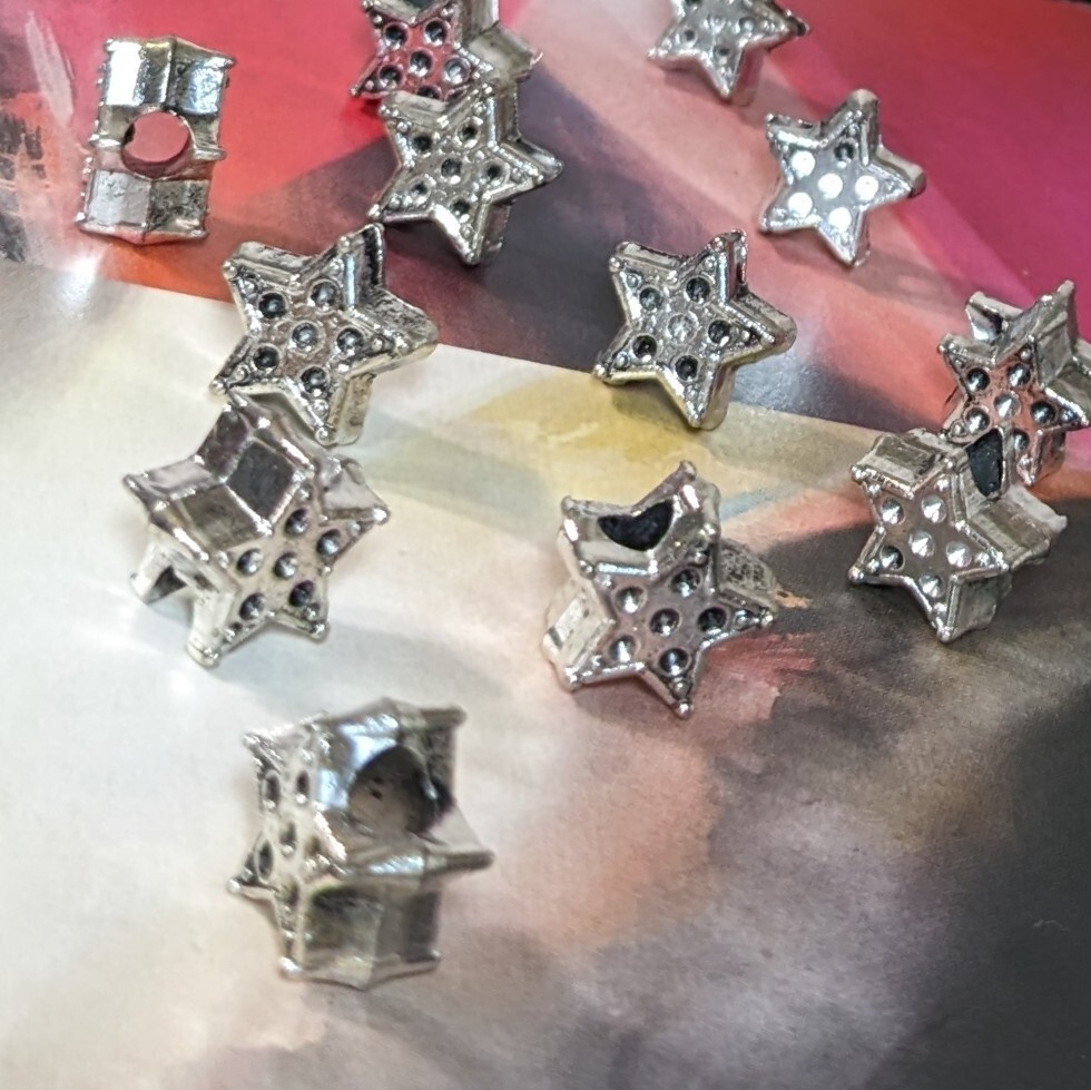 European Charms Star Charms Bead Antique Silver Tone DIY Finding 20 pcs 10x10mm