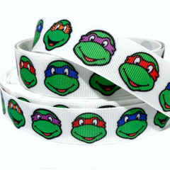 GROSGRAIN RIBBON 5/8″, 7/8″, 1.5″, 3″ Ninja Turtles Cartoons faces Fun Printed