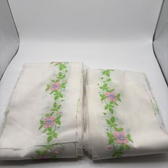 12 Yards White Cotton Embroidered Pillowcase Trim With Flowers. 5″ Wide D6