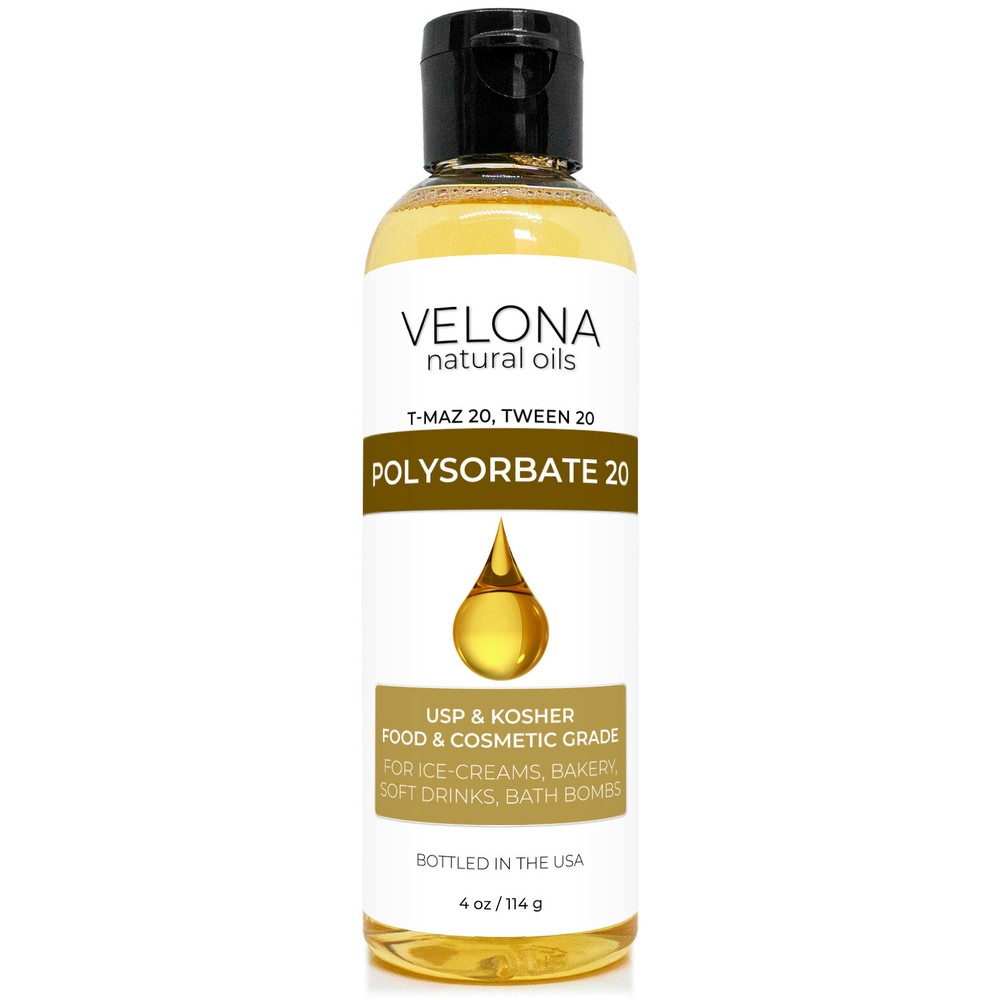 Polysorbate 20 by Velona – 4 oz Solubilizer, Food Cosmetic Grade Cooking, Bath