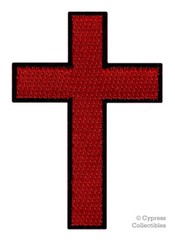 CHRISTIAN CROSS iron-on PATCH embroidered BLACK RED CRUCIFIX JESUS BIKER new