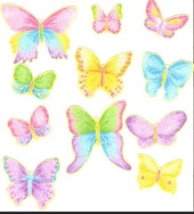 Set of 10 Pastel Butterflies – Iron On Fabric Appliques