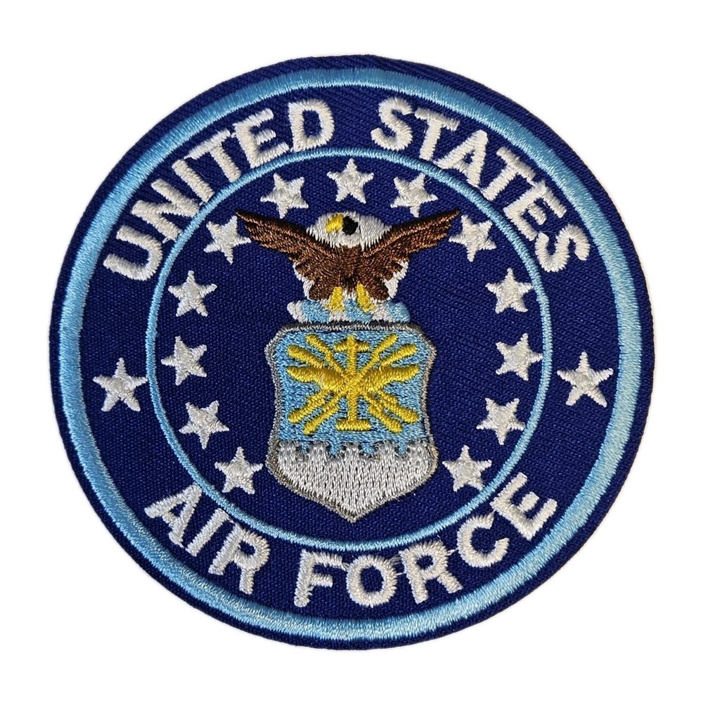 Air Force Patch – USA Military Badge Embroidered Iron On Patches 3″ Diameter