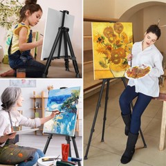 Adjustable Tripod Stand Easel Metal Floor Art Painting Supplies Bracket with Box