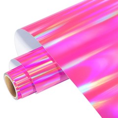 Rainbow Holographic Vinyl, Glossy DIY Craft Decal 12″ X 5ft, Hot Pink