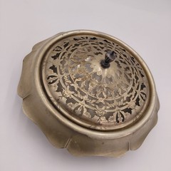 Vtg Silver Plate Dish Flower Frog Floral Potpourri 2455 Victorian Ornate Style