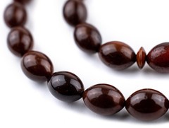 Dark Brown Oval Wooden Arabian Prayer Beads 7x10mm Middle East 36 Inch Strand