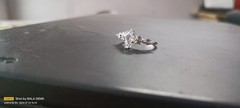 Unique Kite Cut Moissanite Engagement Ring, Art Deco White Gold Cluster Ring