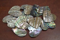 12 PCS HEART ABALONE SHELL BLANK CHARM PENDANTS 40MM
