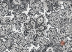 HOME DECOR FABRIC: Black, Gray & White Paisley Print, 1 1/2 Yards x 44″ Wide