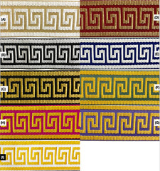 1-3/4″ Greek Key Jacquard Woven Ribbon Trim – 6 Continuous Yards – Many Colors!