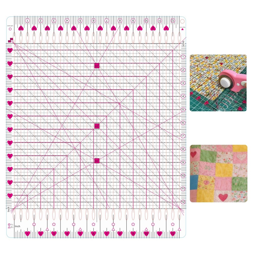 Slotted Quilting Ruler,12.5″X12.5″Slotted Ruler,Slotted Ruler for Quilting