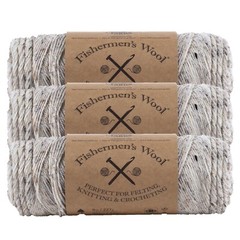 (3 Pack) Lion Brand Yarn 150-202Z Fishermen’s Wool Yarn, Birch Tweed