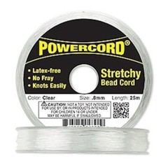 Cord, PowerCord, 25 Meter Spool Clear No Fray Elastic with 0.8mm, 8.5LB Test