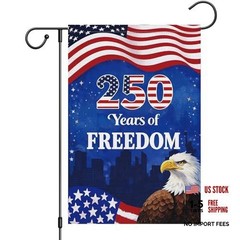 250 Years of Freedom Patriotic Garden Flag 12×18 Double Sided Burlap,1776